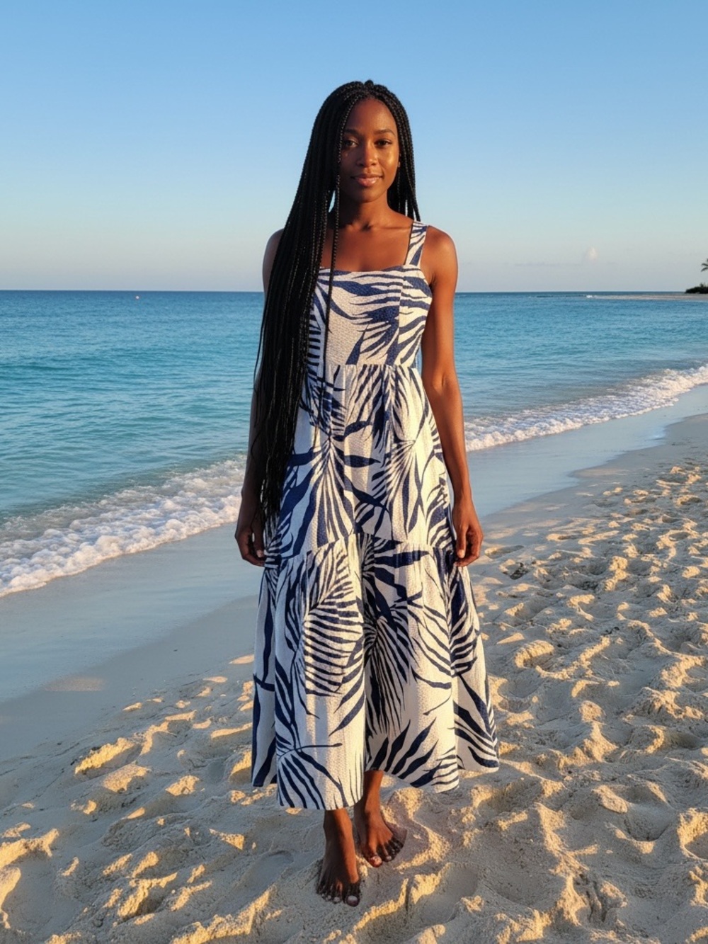 AYR Magic Moment Midi Dress. Beach Glass Palapa Print. Size XS.